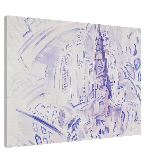 John Marin - St. Paul's, Manhattan - 1914 Canvas - 20x30 cm / 8x12 inches-canvas