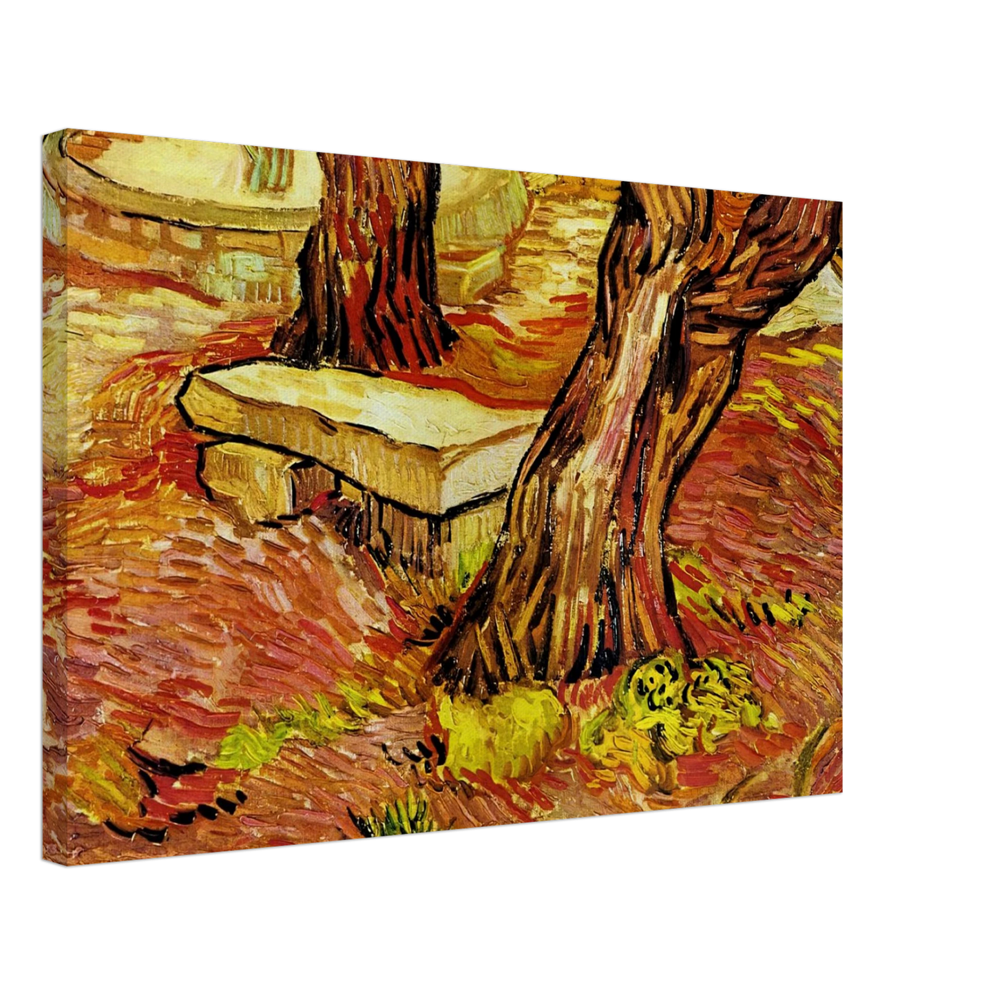 Vincent van Gogh - The Stone Bench in the Garden at Saint-Paul Hospital Canvas - 70x100 cm / 28x40 inches-canvas
