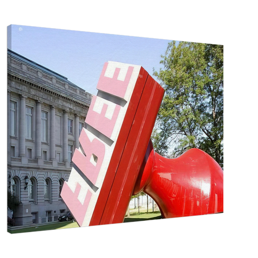 Claes Oldenburg - FREE STAMP AT CLEVELAND CITY HALL COLLABORATION WITH VAN BRUGGEN Canvas - 20x30 cm / 8x12 inches-canvas